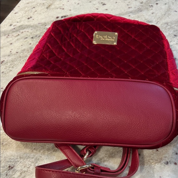 Bebe Red Quilted Velvet Backpack - Picture 12 of 13